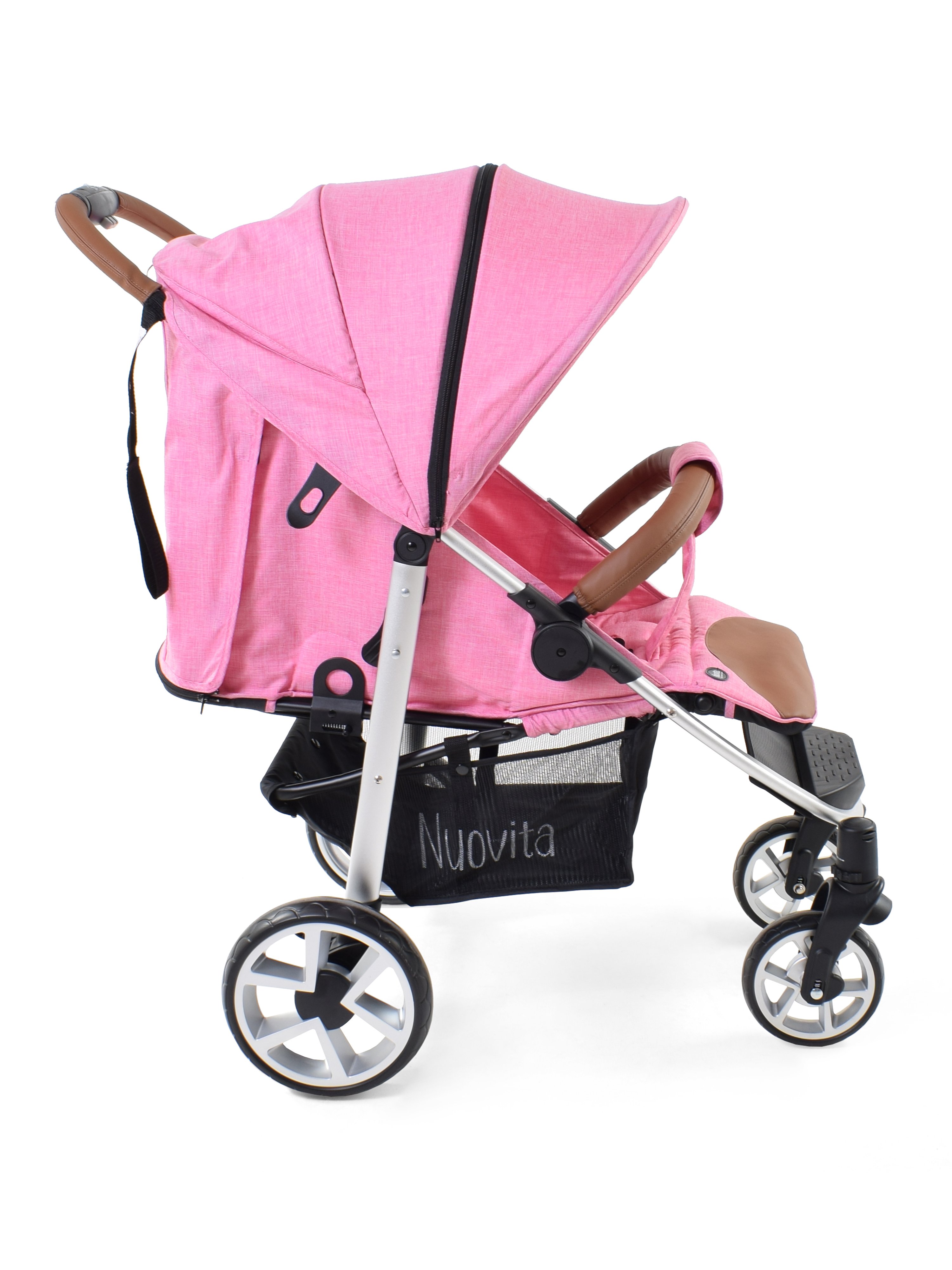 Прогулочная коляска Nuovita Corso, цвет: Розовый/Серебряный