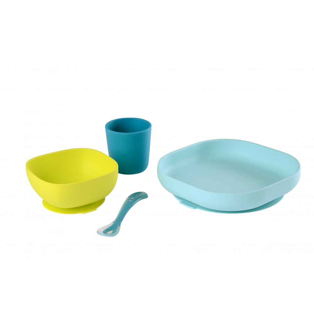 Набор силиконовой посуды Beaba 4 предмета, арт.913428 (цвет: синий)