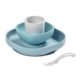 Набор силиконовой посуды Beaba 4 предмета, арт.913472 (цвет: серо-голубой)
