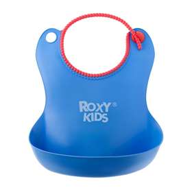 Нагрудник мягкий Roxy-Kids с кармашком и застежкой RB-401 (цвет: синий)