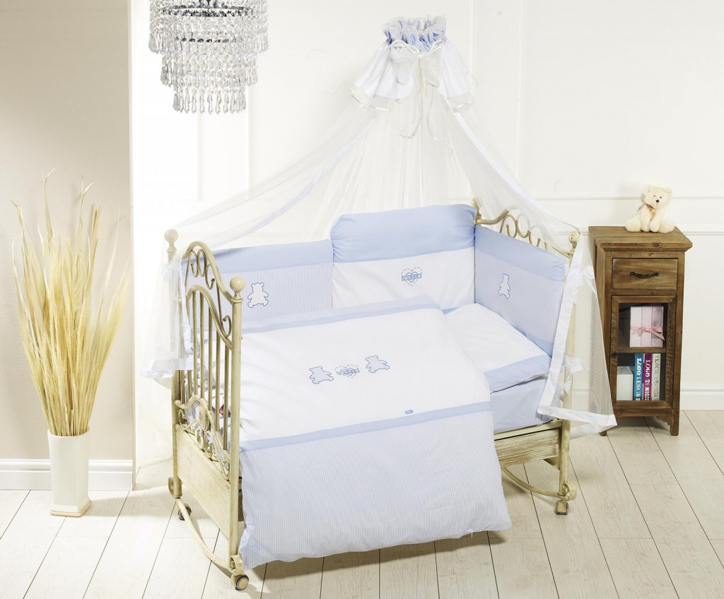 Комплект для кроватки Feretti Orsetti Long (6 предметов) blue/white