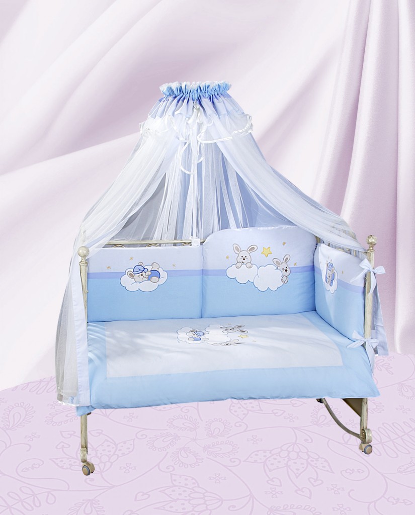 Комплект для кроватки Feretti Rabbit Long (6 предметов) Голубой